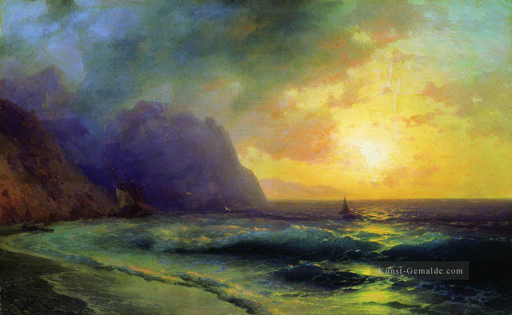 Sonnenuntergang am Meer 1853 Verspielt Ivan Aiwasowski makedonisch Ölgemälde